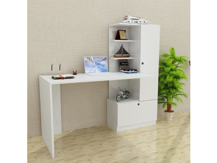Počítačový stůl Merinos - White, Bílá  Počítačový stůl