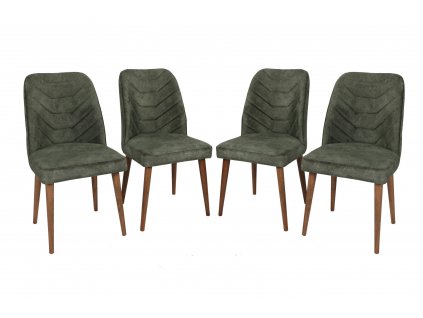 Sada židlí (4 kusy) Dallas 558 V4, Ořech, Tmavá Zelená  Sada židlí (4 kusy)