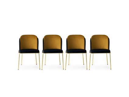 Sada židlí (4 kusy) Dore - 106 V4, Černá, Zlatá  Sada židlí (4 kusy)