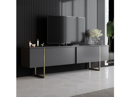 TV stolek Luxe - Anthracite, Gold, Antracitová, Zlatá  TV stolek