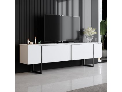 TV stolek Luxe - White, Black, Bílá, Černá  TV stolek