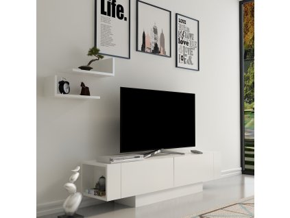 TV stolek Matera - White, White, Bílá  TV stolek