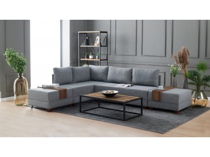 Rohová sedací souprava Fly Corner Sofa Bed Left - Grey, Šedá  Rohová sedací souprava Fly Corner Sofa Bed Left - Grey, Šedá