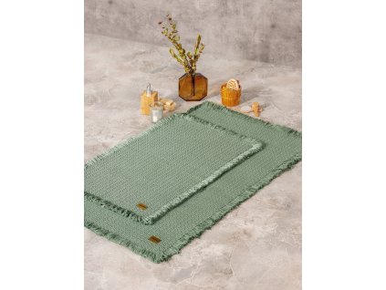 Koupelnová předložka, Set 2 ks Bath Rug - Green, Zelená  Koupelnová předložka, Set 2 ks Bath Rug - Green, Zelená