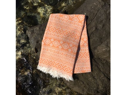 Plážový ručník Fouta Cicim - Orange, Oranžová  Plážový ručník Fouta Cicim - Orange, Oranžová