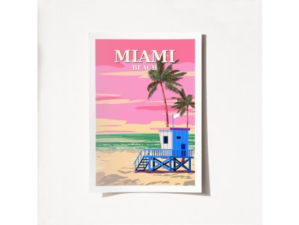 Plakát A4 Miami - 2016, Vícebarevná  Plakát A4 Miami - 2016, Vícebarevná
