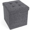 Taburet Tara s úložným prostorem, Tmavě Šedá  Taburet s úložným prostorem, sedací kostka s víkem, úložný box, skládací, max. nosnost 300 kg, 40 L, 38 x 38 x 38 cm, tmavě šedá