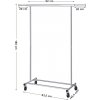 Šatní stojan Lauren, stříbrná  Těžký šatní stojan na kolečkách, nosnost až 90 kg, s vytahovací tyčí na šaty, skládací spodní díl, odkládací přihrádka na boxy, stříbrná.