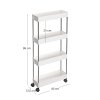Úložná přihrádka Akim, bílá  Úložná přihrádka, kuchyňský vozík se 4 policemi, kuchyňský regál na kolečkách, koupelnový regál, prostorově úsporný, 40 x 13,5 x 86 cm, bílý.