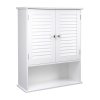 Závěsná skříňka Rejan, bílá  Závěsná skříňka, skříňka do koupelny, nástěnná montáž, výškově nastavitelná police, koupelnová skříňka, dvojité dveře, otevřená přihrádka
