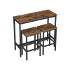 Barový set Carano, Set 3 ks, Černá  Barový stůl s barovou stoličkou, jídelní souprava, barový stolek (100 x 40 x 90 cm) se 2 barovými stoličkami (každý 30 x 40 x 65 cm), průmyslový desig