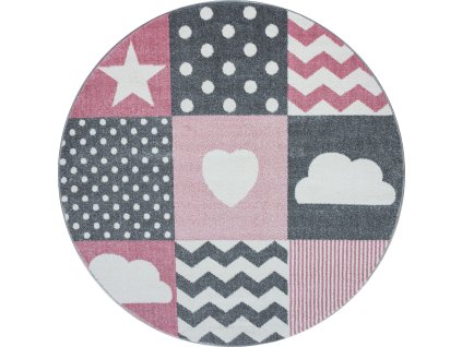 Dětský kusový koberec KIDS 0620, Růžová  Dětský kusový koberec, kulatý