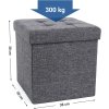 Taburet Tara s úložným priestorom, Tmavo sivá  Taburet s úložným priestorom, sedacia kocka s vekom, úložný box, skladacia, max. nosnosť 300 kg, 40 L, 38 x 38 x 38 cm, tmavo šedá