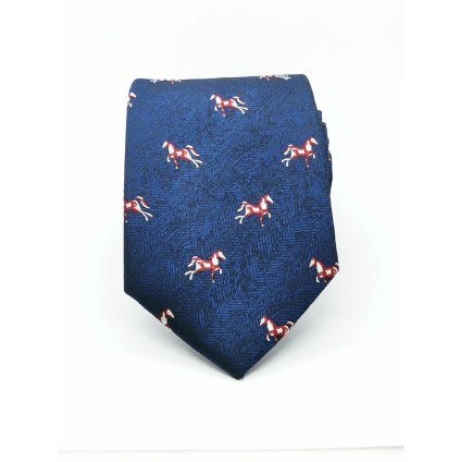 Kravata tmavě modrá s koněm