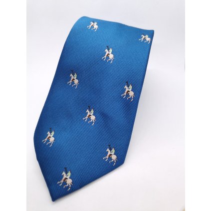 Kravata modrá s jezdcem na koni