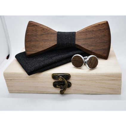 Dřevěný motýlek sada tmavě šedá