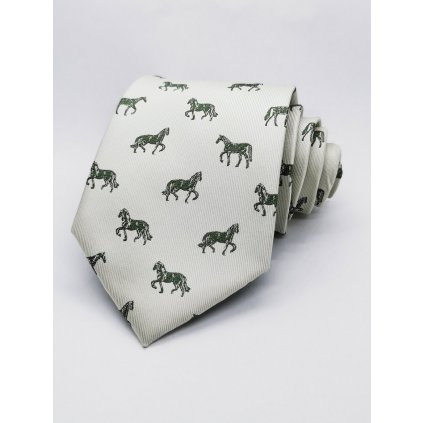 Kravata s motivem koní kremová