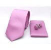 Starorůžová sada s jemnou aplikací- kravata, kapesníček a manžetové knoflíčky