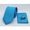 Tyrkysová sada s jemnou aplikací- kravata, kapesníček a manžetové knoflíčky