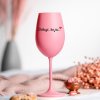 Růžová sklenička na víno 350ml - DĚKUJI, ŽE JSI