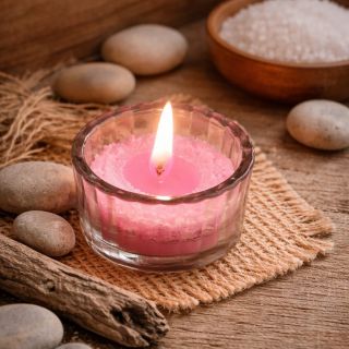 ✨Růžová sypká svíčka Candle by Skinny v sobě ukrývá vůni Charlotte 🌷 Květinově-ovocná harmonie propojuje šťavnatou hrušku...