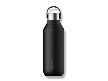 Sticlă termos Chilly's  Bottles - neagră 500ml, colecția Series 2