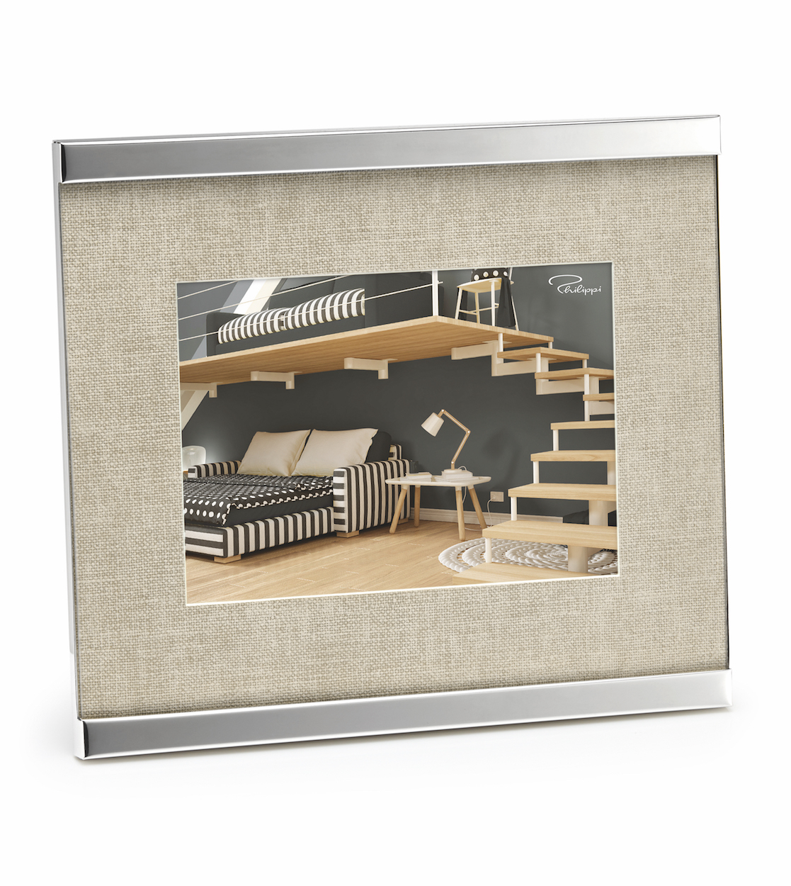 Ramă foto Home, 13 x 18cm, nichel, material textil - Philippi