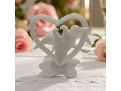 Hrdličky lásky – 3D tištěná dekorace (bílá, 5 cm)