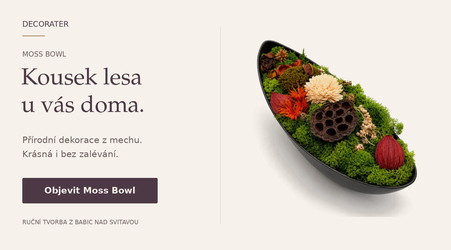 Originální dekorace Moss Bowl se stabilizovaným mechem od Decorater