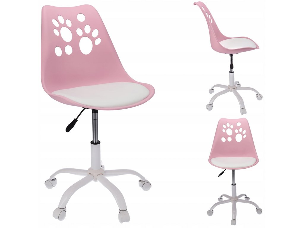 Otočná detská stolička JOY - ružovo-biela - Decoreum