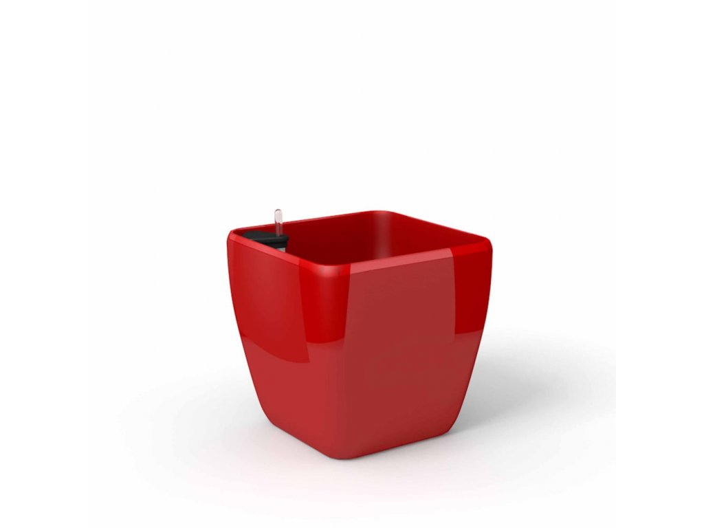 Reprezentatívny kvetináč Quadra v červenej farbe s vložkou na zavlažovanie 37x37x36