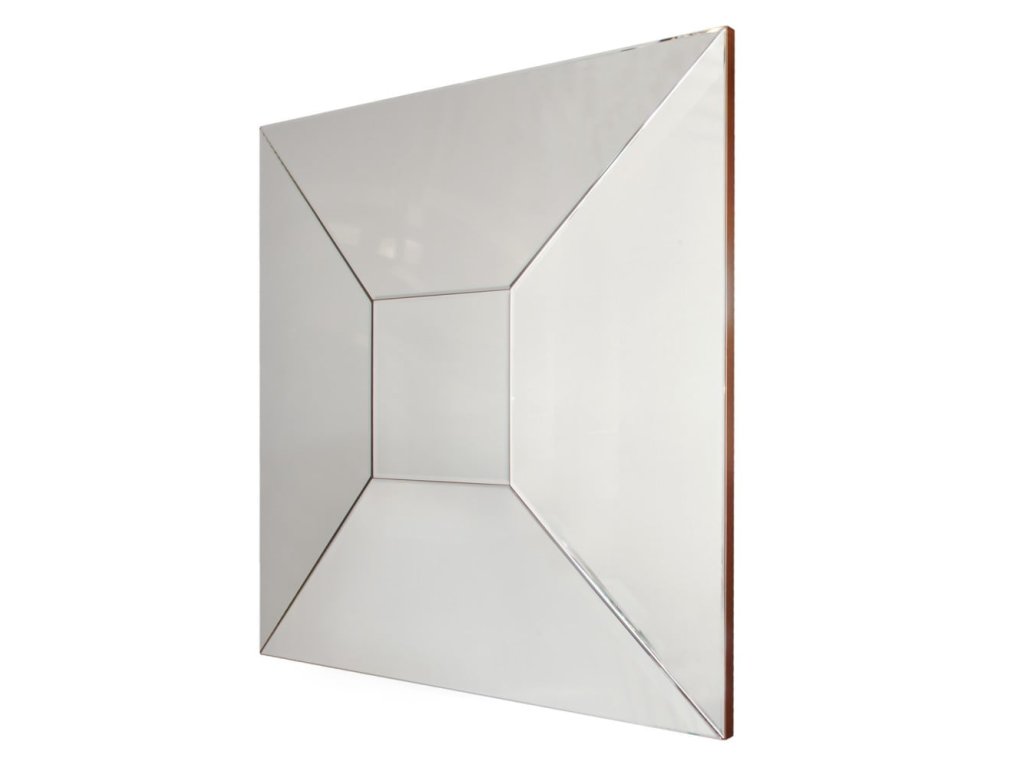 DECOREUM Štvorcové zrkadlo Alcamo s vypuklým trojrozmerným panelom 100x100 cm strieborné