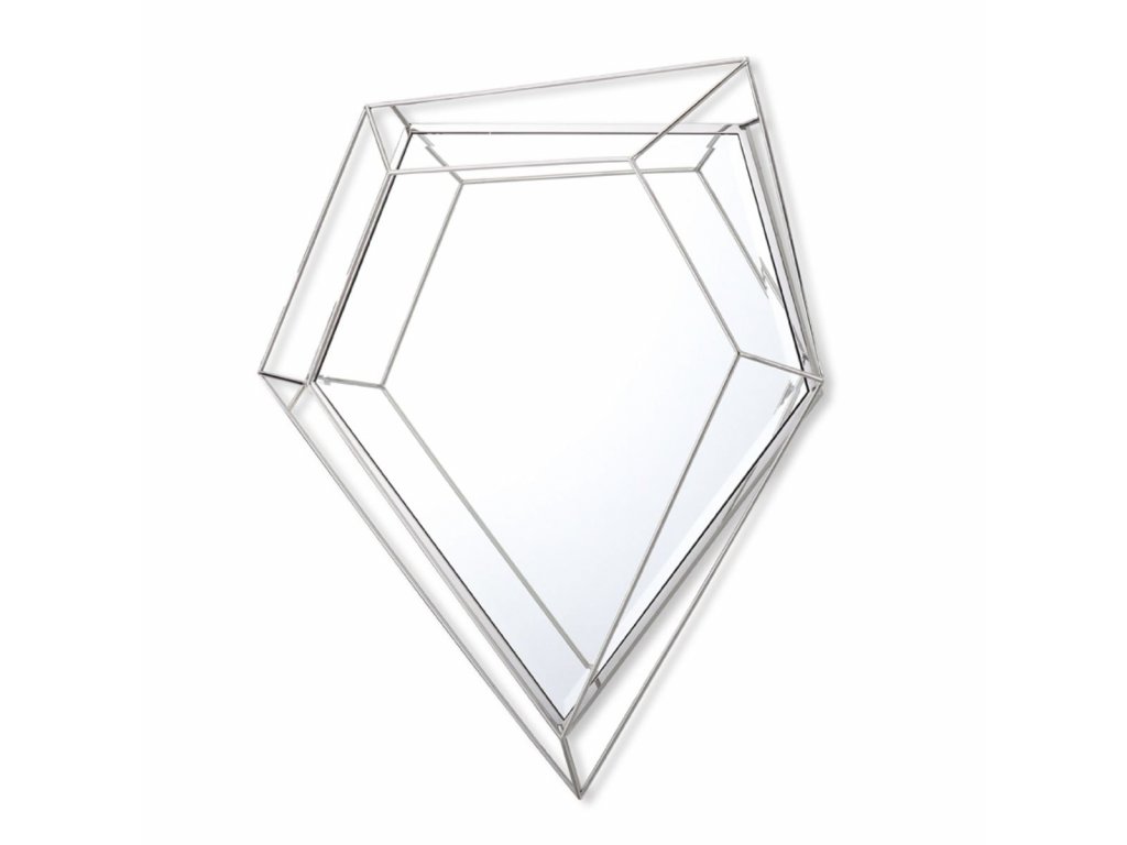 DECOREUM Zrkadlo nepravidelného polygonálneho tvaru so strieborným kovovým rámom 92x140 cm Massei I