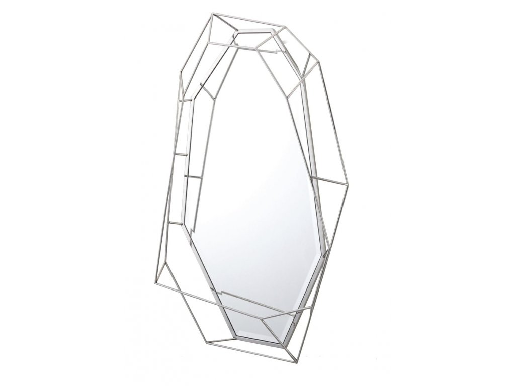 DECOREUM Zrkadlo v nepravidelnom polygonálnom tvare so strieborným kovovým rámom 78x127 cm Massei II