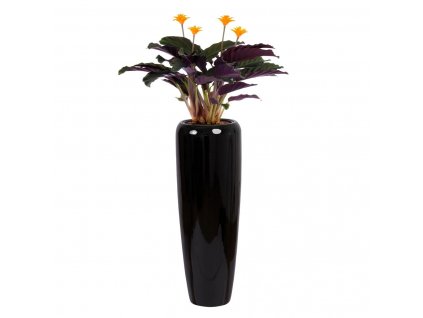 Kvetináč zo sklenených vlákien D982H Čierna lesklá