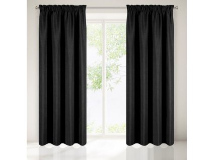 Klasická okenná dekorácia so štruktúrou a tkaním plátna 140 cm x 270 cm čierna 100 % polyester
