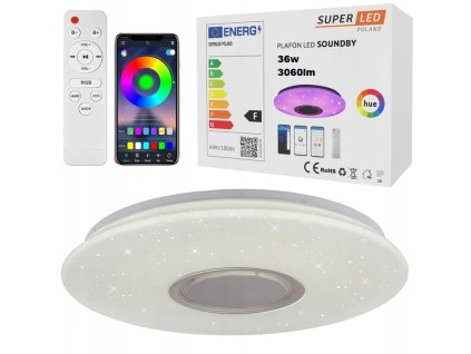 lampa panel led plafon 72w rgb cct glosnik bluetooth pilot superled big big