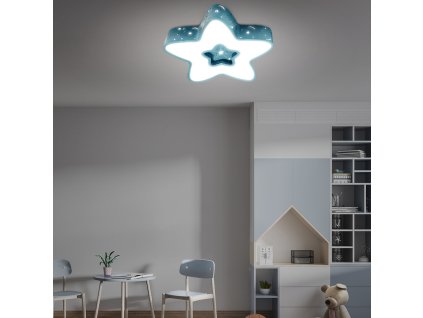 DETSKÁ LED LAMPA MODRÁ HVIEZDA 36W + DIAĽKOVÉ OVLÁDANIE DL-H02