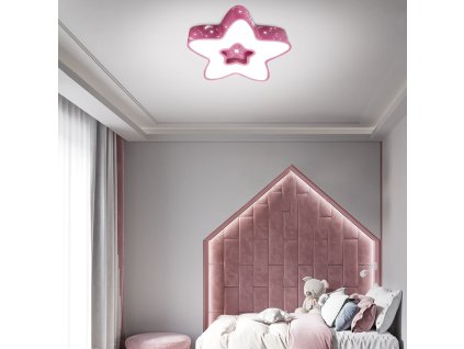 Detská LED lampa Ružová hviezda 44W + diaľkové ovládanie DL-H03