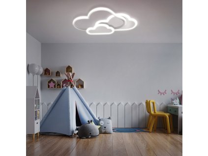 DETSKÉ LED STROPNÉ SVIETIDLO BIELY OBLAKY 58W + DIAĽKOVÉ OVLÁDANIE DL-I03