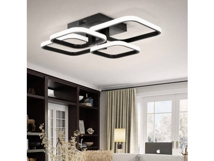 Dekoratívna lampa 72W čierna 4 štvorcové + diaľkové ovládanie DL-C02