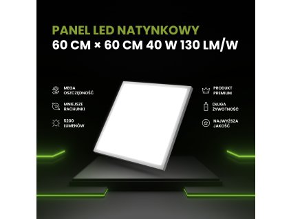 Prisadený LED panel 60x60 40W biely PL-C05 130lm/W 4000K neutrálna farba