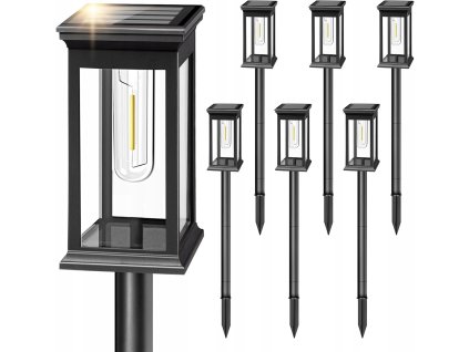 6x lampa ogrodowa solarna led wbijana latarnia zarowka filament 3000k smd big