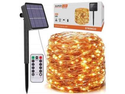 LED solárna girlanda STRINGO 200 LED 20 m + diaľkové ovládanie