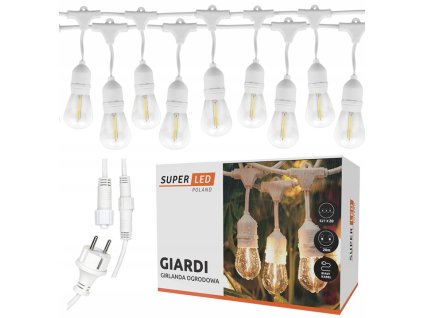 girlanda ogrodowa zewnetrzna lancuch bialy 20m 20x zarowka led e27 l big