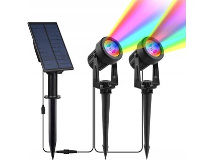 2x reflektor ogrodowy led rgb wbijany na szpikulec panel solarny kabel 5m liczba sztuk 2 szt big