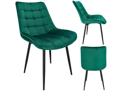 krzeslo MISTY tapicerowane welurowe zielone przod tyl bok