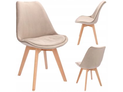 krzeslo BARI tapicerowane welurowe bezowe mebel przod bok tyl