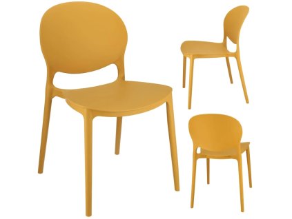 krzeslo plastikowe musztardowe JUSTIN przod tyl bok