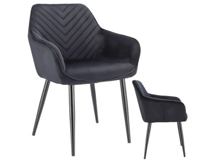 krzeslo NAPOLI tapicerowane welurowe czarne przod bok